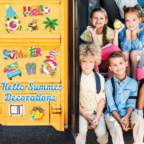 9 Pieces Summer Magnets Summer Fridge Magnet Decals Gnomes Flip Flop Beach Magnetic Stickers for Summer Hawaiian Beach Pool Party Refrigerator Met...