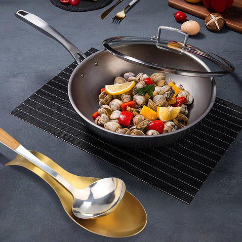 Stainless Steel Spoon Rest, Spatula Ladle Holder, Stainless Steel Utensil Spoon Rest Holder, Brushed Finish, Dishwasher Safe 9.8 x 3.7 Inch (Gold ...
