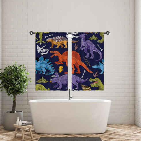 ANHOPE Dinosaur Curtains Ancient Jungle Forest Wildlife Animal Theme Window Drapes Cartoon Dino Print Pattern Rod Pocket Privacy Curtains for Kids...