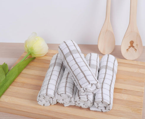 AMOUR INFINI Kitchen Dish Cloths Set of 8 - Ultra Soft, Highly Absorbent, Quick-Drying Terry Cotton Dishcloths 12"x12" Inch Wash & Cleaning Cloths...