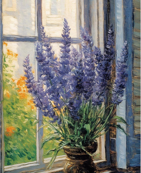 Tucocoo Lavender Paint by Number for Adults, DIY Digital Oil Painting Kits on Canvas with Brushes and Acrylic Pigment, Rustic Window Blooming Flor...