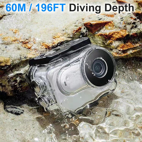 FitStill 60M /196FT Waterproof Case for insta360 Go 3,Protective Underwater Dive Housing Shell with Bracket Accessories for insta360 Go3 Action Ca...