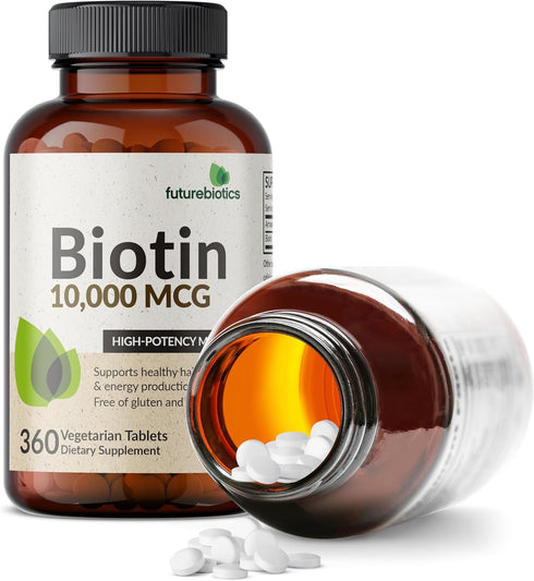 Futurebiotics Biotin 10,000 MCG High Potency Tablets Supports Healthy Hair, Skin & Nails & Energy Production, Non-GMO, 360 Vegetarian Tablets...