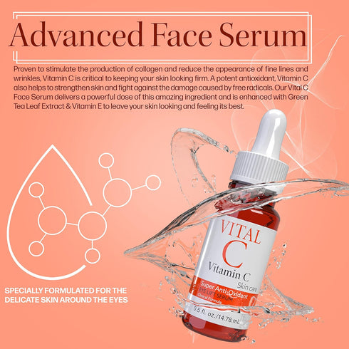 Vital C Vitamin C Serum for Eyes | Light Moisturizer | Skin Firming | Boosts Collagen | Vitamin C Skin Care Super Anti Oxidant Eye Lift Serum, 0.5...