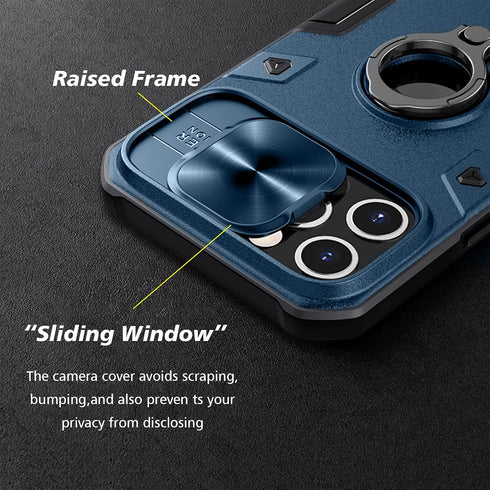CloudValley for iPhone 12 Pro Max Case with Camera Cover & Kickstand, Slide Lens Protection + 360° Rotate Ring Stand, Impact-Resistant, Shockproof...