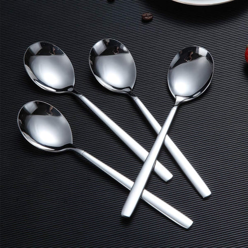 Berglander Dinnerware Set of 6, Stainless Steel Soup Spoons, Modern Table Spoon Set, Dishwasher Safe...