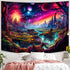 Simpkeely Fantasy Planet Tapestry, Blacklight Forest Natural Landscape Retro Aesthetic Wall Hanging, UV Reactive Sunset Trees Tapestries for Bedro...