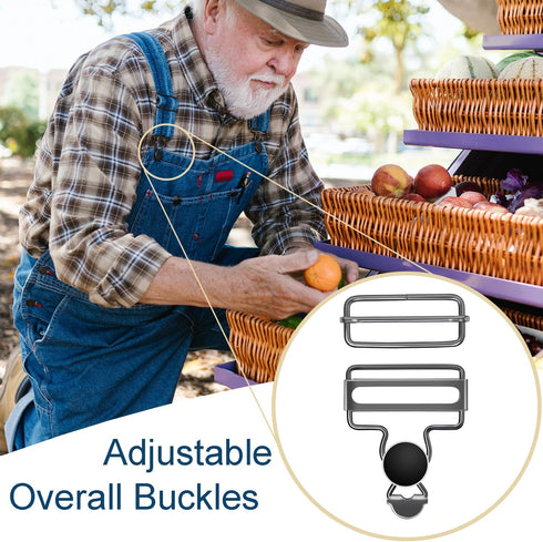 6 Sets Metal Overalls Buckles, 1-1/2" Overall Replacement Clasp Clips with Adjustable Tri Glide Slide Buckle and Buttons for Jeans Suspender, Bib ...