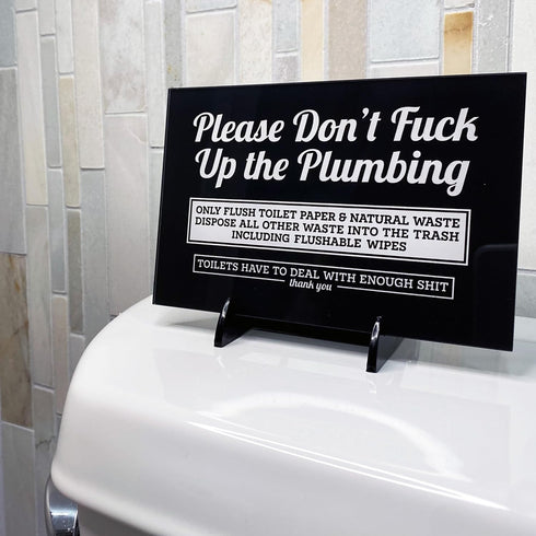 Funny Do Not Flush Sign for Bathroom, 6x4 Please Dont F Up the Plumbing Funny Bathroom Signs, Acrylic Please Do Not Flush Anything Except Toilet P...