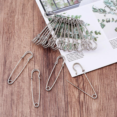 KISSITTY 100-Piece Heavy Duty 2.76" Large Iron Safety Pins Metal Spring Lock Pin Fasteners for Blankets Skirts Kilts Brooch Crafts Making...
