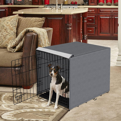PetPrime Dog Crate Cover Indoor Durable Windproof Pet Kennel Cover Fit for 24 30 36 42 49 Inches Wire Dog Crate for Small Medium and Large Dog-Cov...
