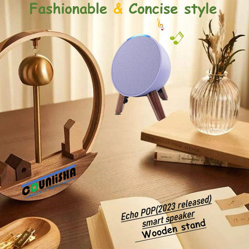 Real Wood Stand for Echo POP (2023),Tripod Accessories Protect pop Speaker for Better Sound,Secure Stable Sturdy Wooden Mount Holder for Alexa POP...