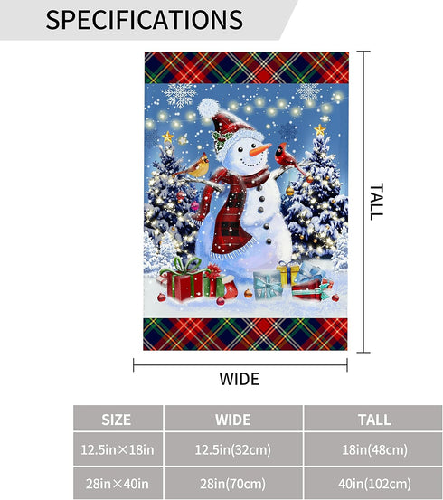 Merry Christmas Cute Snowman Red Parrot Garden Flag House Flag Spring Welcome Garden Flags Double Sided Printed Flags for Patio Lawn Home Outdoor ...