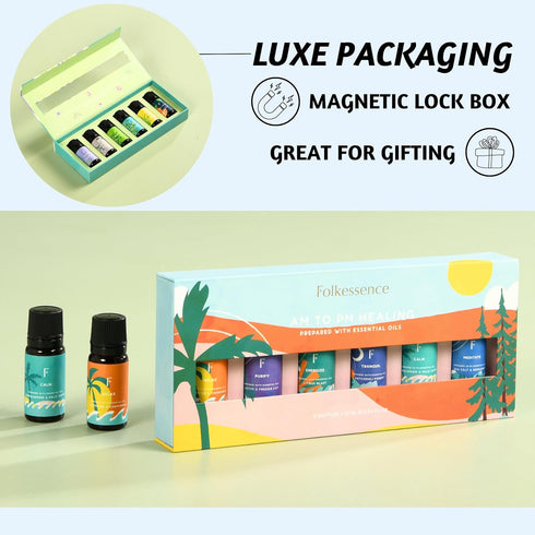 Folkulture Essential Oils for Diffuser Oil, Essential Oils Set of 6 Fragrance Oil, Diffuser Oils Scents for Home, Oil Diffuser Essential Oils, Fra...