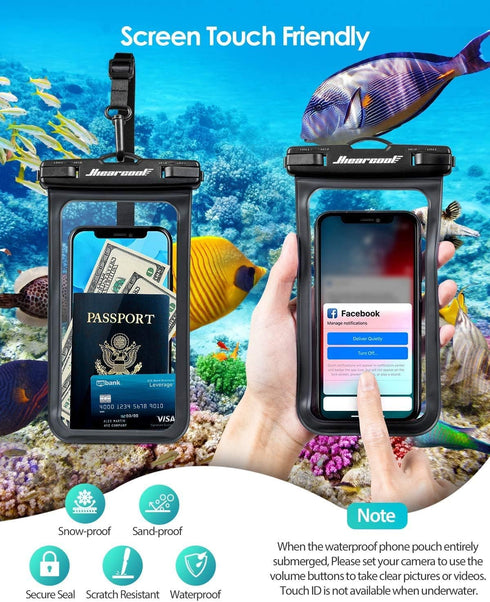 Hiearcool Universal Waterproof Case, Waterproof Phone Pouch Compatible for iPhone 15 14 13 12 Pro Max XS Plus Samsung Galaxy S22 Cellphone Up to 8...