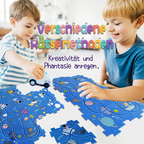 12PCS Puzzle Track Car Paly Set (Universe) with Multiple Assembly Options, Children's Educational Puzzle Track Car Play Set, RailCar Building Toys...