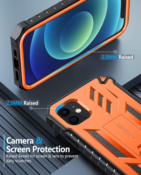 FNTCASE for iPhone 12 Phone Case: for iPhone 12 Pro Phone Case Military Grade Drop Proof Rugged Protective Cover with Kickstand | Matte Textured S...