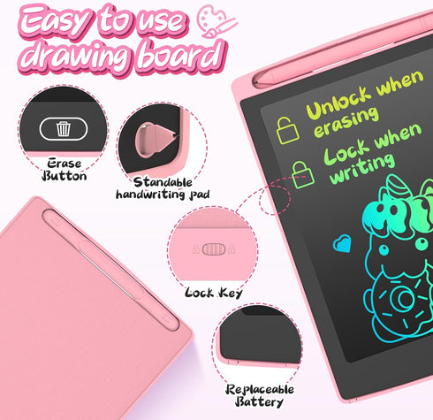 2 Pack LCD Writing Tablet 8.5inch with Bag - Colorful Screen Doodle Pad Drawing Board Learning Educational Toy - Gift for Kids 3-6 Years Old Girl ...