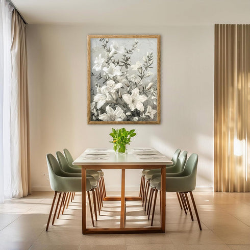 Posterizer 1 pcs-minimalist chic home decor with white flowers-Floral & Botanical Art-Abstract & Modern Art-Decor for Home & Office- UNFRAMED Wall...