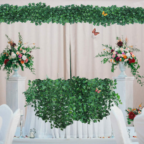 GPARK 84ft 12 Pack / 82 inch, Artificial Ivy Garland Fake Leaf Plants Vine, Hanging Leaves Garlands for Wedding Party Garden Kitchen Outdoor Green...