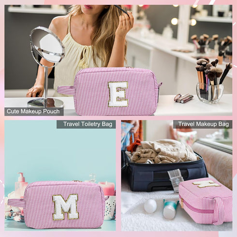 Birthday Gifts for Women - Personalized Gifts Idea for Women Her Mom Best Friend Sister Teacher Bridesmaid, Monogram Initial Pink Makeup Bag Cute ...