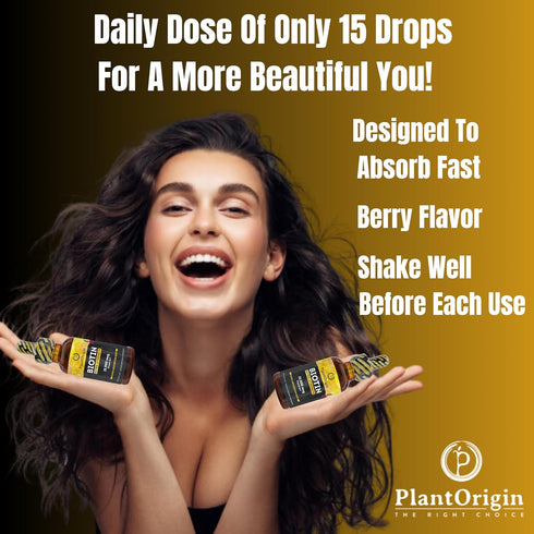 Extra Strength Biotin Liquid - Hair Growth Drops 15,000 MCG, Biotin Supplement for Men & Women – Glowing Skin Support, Healthy Hair & Nail Growth,...