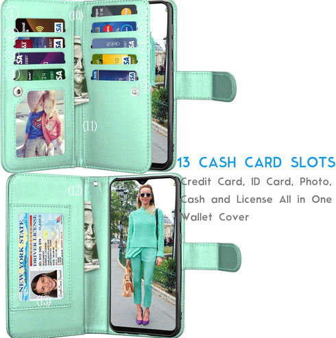 Galaxy A50 Case, Galaxy A30S / A50S / A50 Wallet Case, Luxury Cash Credit Card Slots Holder Carrying Folio Flip PU Leather Cover [Detachable Magne...