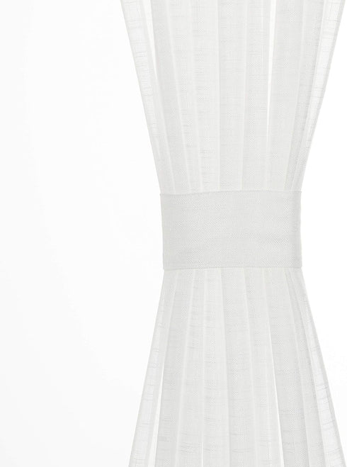 Aquazolax Front Door White Sheer Curtain Privacy Translucent Linen Textured French Door Curtain Panels Rod Pocket with Tie Back for Kitchen Door, ...