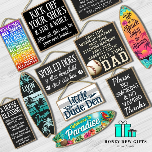 Honey Dew Gifts, Here I Sit Broken Hearted Only Farted, 5 inch by 10 inch Hanging Funny Bathroom Signs, Wall Art, Decorative Wood Sign Bathroom De...