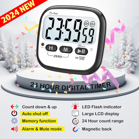 Digital Timer, Kitchen Timer for Cooking, Countdown Timer for Kids, Classroom Timer for Teacher, Egg Timer, Stop Watch Magnetic Timer for Exercise...