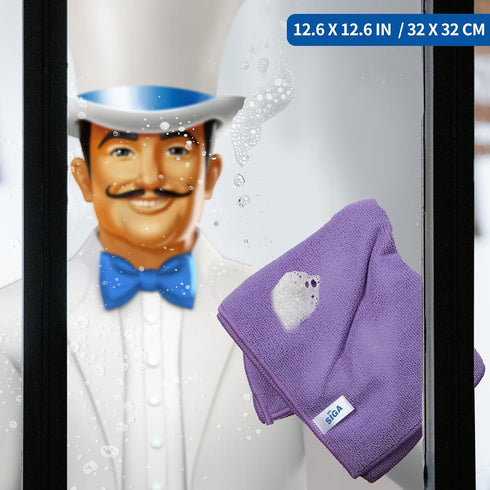 MR.SIGA Microfiber Cleaning Cloths, All-Purpose Microfiber Towels, Streak Free Cleaning Rags, Pack of 12, Purple, Size 32 x 32 cm(12.6 x 12.6 inch...