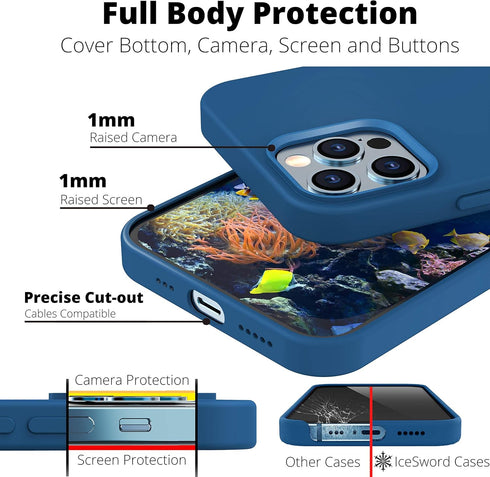 IceSword iPhone 12 Pro Max Case - Thin Liquid Silicone Shockproof Phone Case Cover, Royal Blue, Gel Rubber Drop Protective 6.7" [Soft Anti-Scratch...