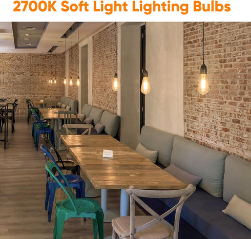 WIHTU LED Filament Light Bulbs, Bright Vintage 6W LED Edison Bulbs 60W Equivalent, St58 2700K Warm Light Bulbs with CRI 85+, E26 Standard Base, 90...