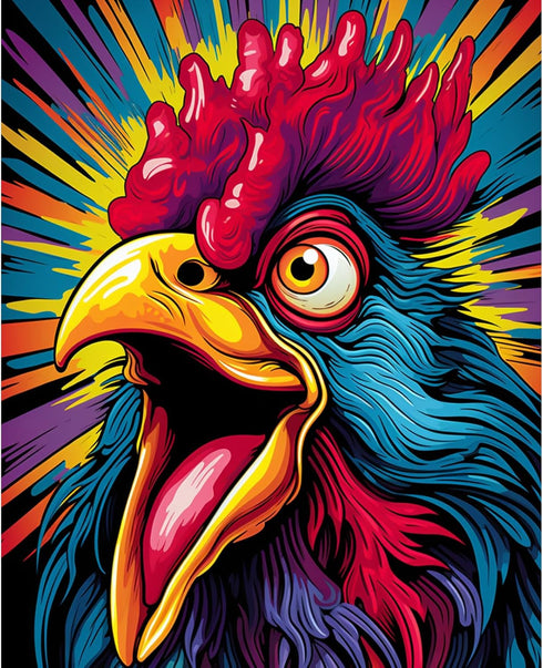 Painting Kits for Adults Cock Rooster,Paint by Numbers for Beginner Kids Acrylic Painting Kit,Oil Painting for Adults Kids Paint by Number Craft C...