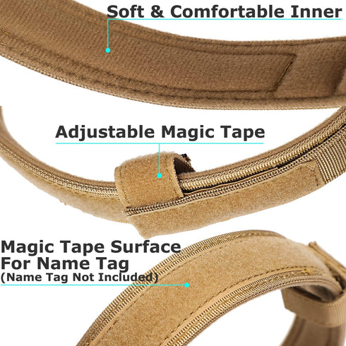 Dog Tactical Collar Military Dog Training Collar Control Handle and Heavy Metal Buckle for Medimum Large Dog Training Behavior Aids Brown L...