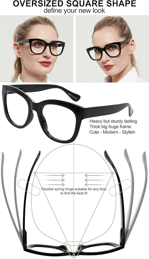 AEZUNI Oversized Reading Glasses Women Large Readers 0 1.0 1.25 1.5 1.75 2.0 2.25 2.5 2.75 3.0 3.5 4.0 5.0 6.0(Black,175)...