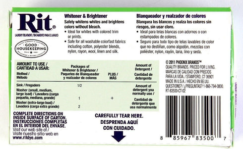 Rit Dye Laundry Treatment Whitener and Brightener Powder, 1 oz, 3-Pack...