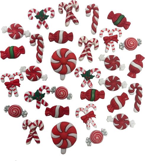 Buttons Galore Candy Cane Super Value Pack Craft Buttons, Red 50 Pack...