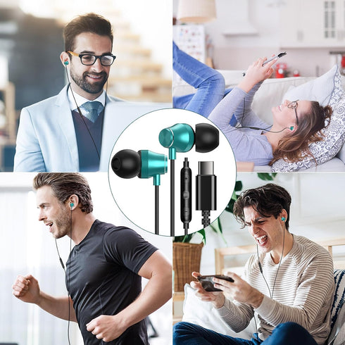 USB C Headphones, Type C Earphones for Samsung Galaxy S20 S21 S22 S23 S24 FE Ultra Apple iPhone 15 Pro Max iPad Magnetic Wired Earbuds Microphone ...