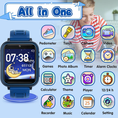 Kids Smartwatch, Toy for Boys and Girls Ages 3-13 with 24 Games, Camera, Music Playback, time Display, Video and Audio Recording Features and More...