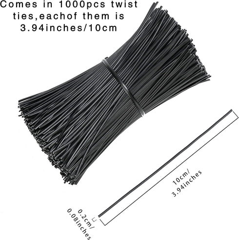 SumDirect 1000Pcs 4 Inch Plastic Twist Ties for Bags, Wire Cable Ties for Plants,Breads,Household and Office Use...