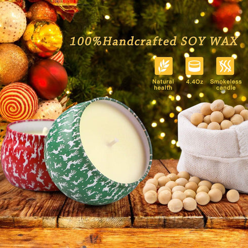 Christmas Candles, 4 Pack Scented Candles, Christmas Gifts for Women, Soy Candles Set, 120H Burning Time, Aromatherapy Candle for Meditation, Yoga...