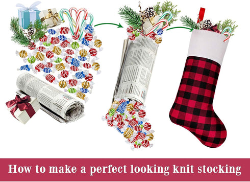 LimBridge Christmas Stockings, 6 Pack 18 inches Buffalo Plaid with Plush Cuff, Classic Stocking Decorations for Whole Family, Red and Black...