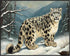 Posterizer 1 pcs-snow leopard in a wintery nature-oil painting style 3-Art for Animal Lovers-Landscape & Nature Art-Decor for Home & Office- unfra...