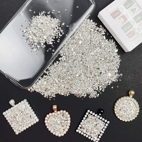 Jmassyang Crushed Glass Irregular Metallic Chips 100g Sprinkles Chunky Glitter for Nail Arts Craft Resin DIY Mobile Phone Case Vase Fillers Jewelr...
