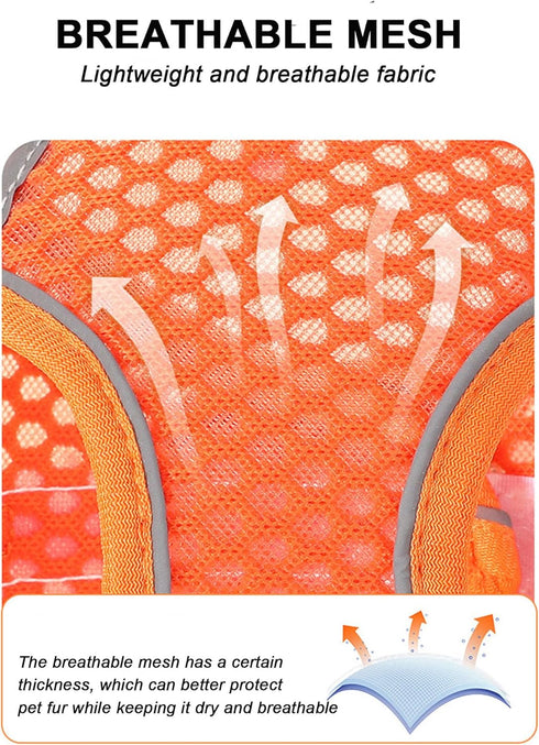 XS Pink Soft Mesh Dog Harness and Leash Set,No Escape Easy Walk Puppy Harnesses for Training Walking? Reflective Adjustable Puppy Vest for Small M...