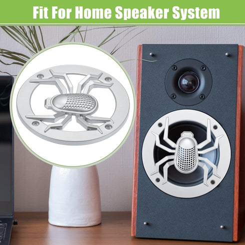ACROPIX Universal 4" Car Speaker Grills Cover Round 4 Inch Audio Speaker Subwoofer Guard Protective Case with Mounting Screws ABS Silver Tone - Pa...