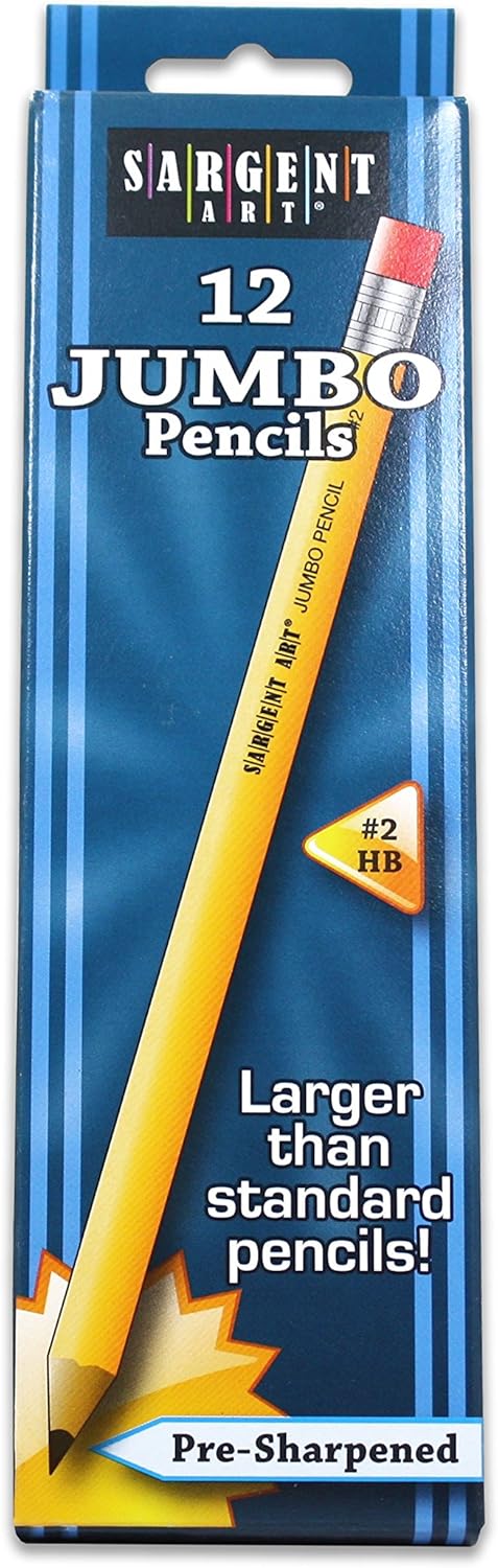 Sargent Art 4 x 3pk Jumbo Pencils, total 12 Class Pack, Beginner Yellow Pencils, Mega Size, Non-Toxic...