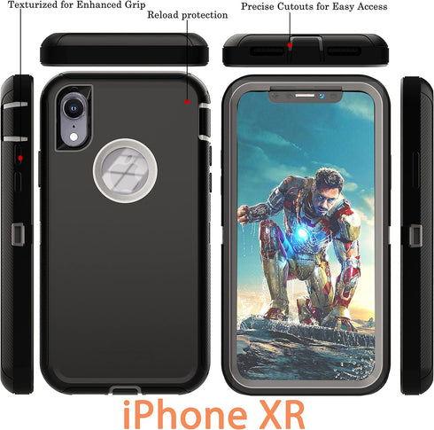 YmhxcY for iPhone XR Case Shockproof Dropproof Dust-Proof Drop Proof 3-Layer Durable Phone Case Heavy Duty Protection Phone Case Cover for Apple i...