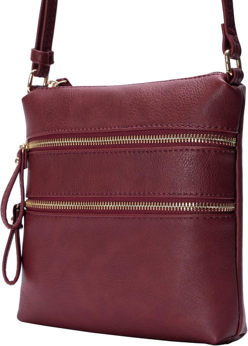 Solene Multi Zipper Pocket Crossbody Bag with Strap, Lightweight Travel bag, Daily Cell Phone Purses Messenger bag...